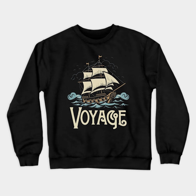 Ship Sailing Through The Deep Blue Sea Artwork Design Crewneck Sweatshirt by Abeer Ahmad